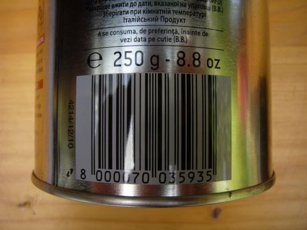 Lavazza - Oualità Rossa tin 250g - čárkový kód